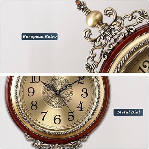 Miniatura 5 de Aero Snail Reloj de pared con péndulo, madera maciza marrón, estilo vintage, movimiento de cuarzo silencioso a pilas, para reloj colgante de pieza