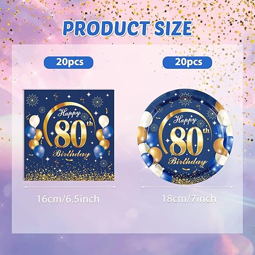 Miniatura 32 de 40 decoraciones de cumpleaños número 70 para hombres, azul marino y dorado, decoraciones de fiesta de feliz cumpleaños, incluye platos, servilletas