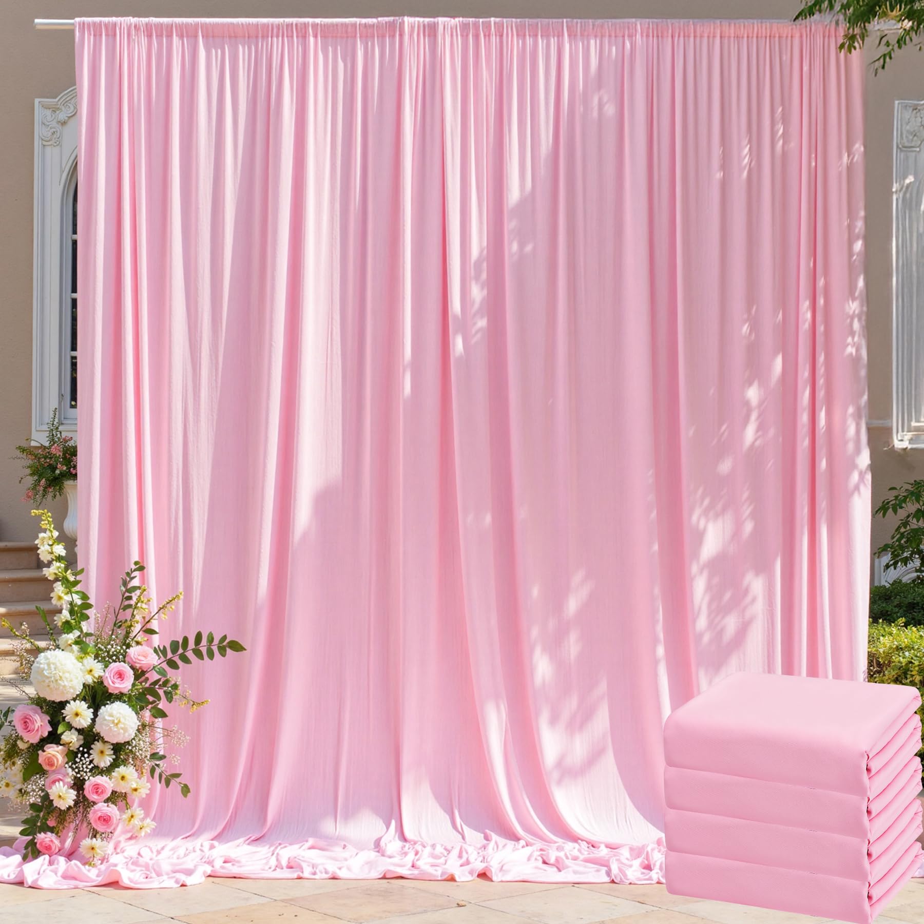 Amazon.com : 20ft x 10ft Wrinkle Free Pink Backdrop Curtain for