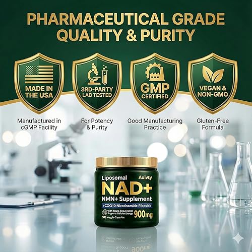Miniatura 5 de Suplemento NAD 90 cápsulas, ribósido de nicotinamida liposomal, resveratrol, quercetina, NAD nicotinamida ribósido resveratrol 900 mg para mujeres y