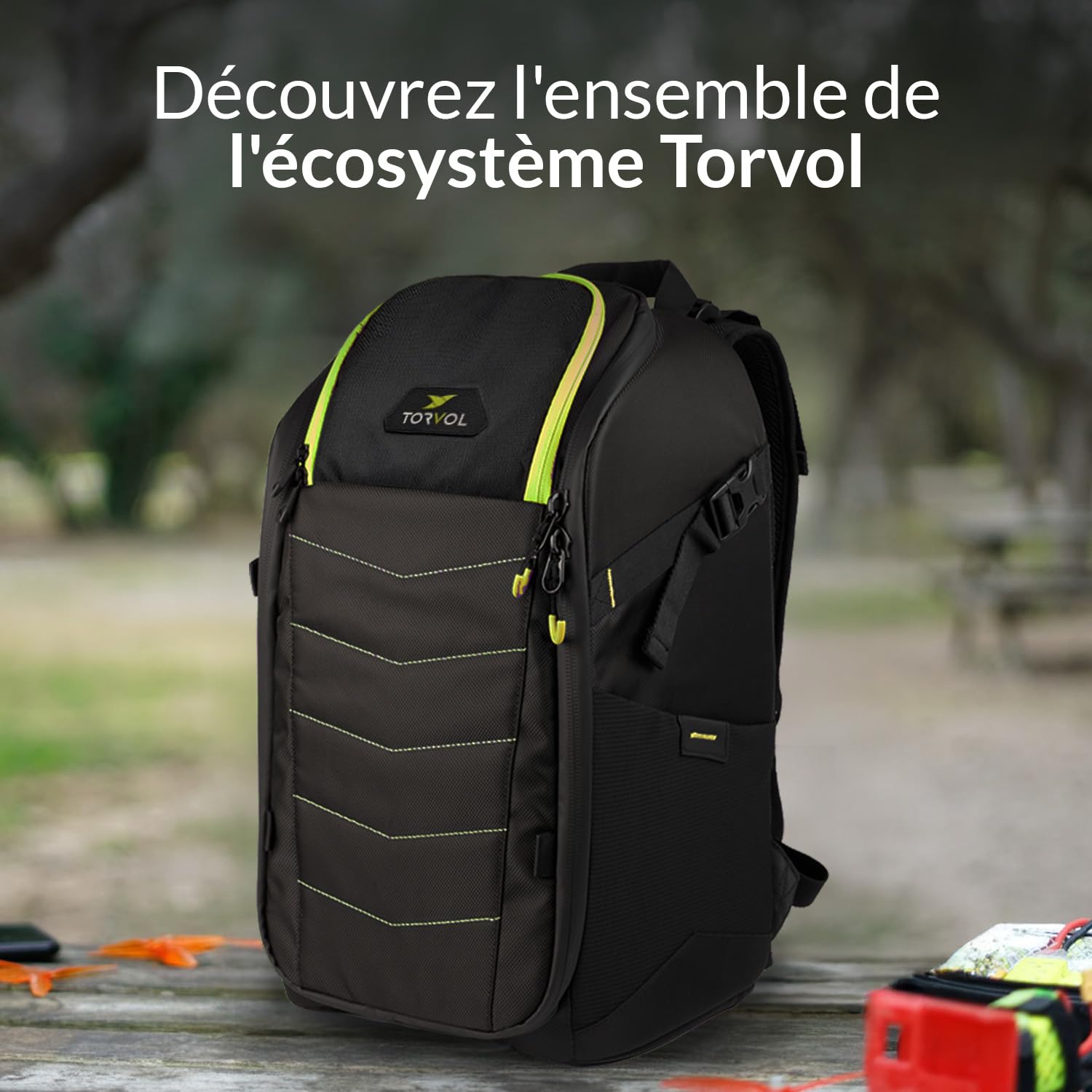 Torvol - Quad PITSTOP Backpack V2, 26L, Sac à dos drone fpv, Transport 2 quads + accessoires, drone dji mini 4k, batterie dji mini 3, pc portable 15 pouces, sac a dos voyage cabine avion, Noir & vert.
