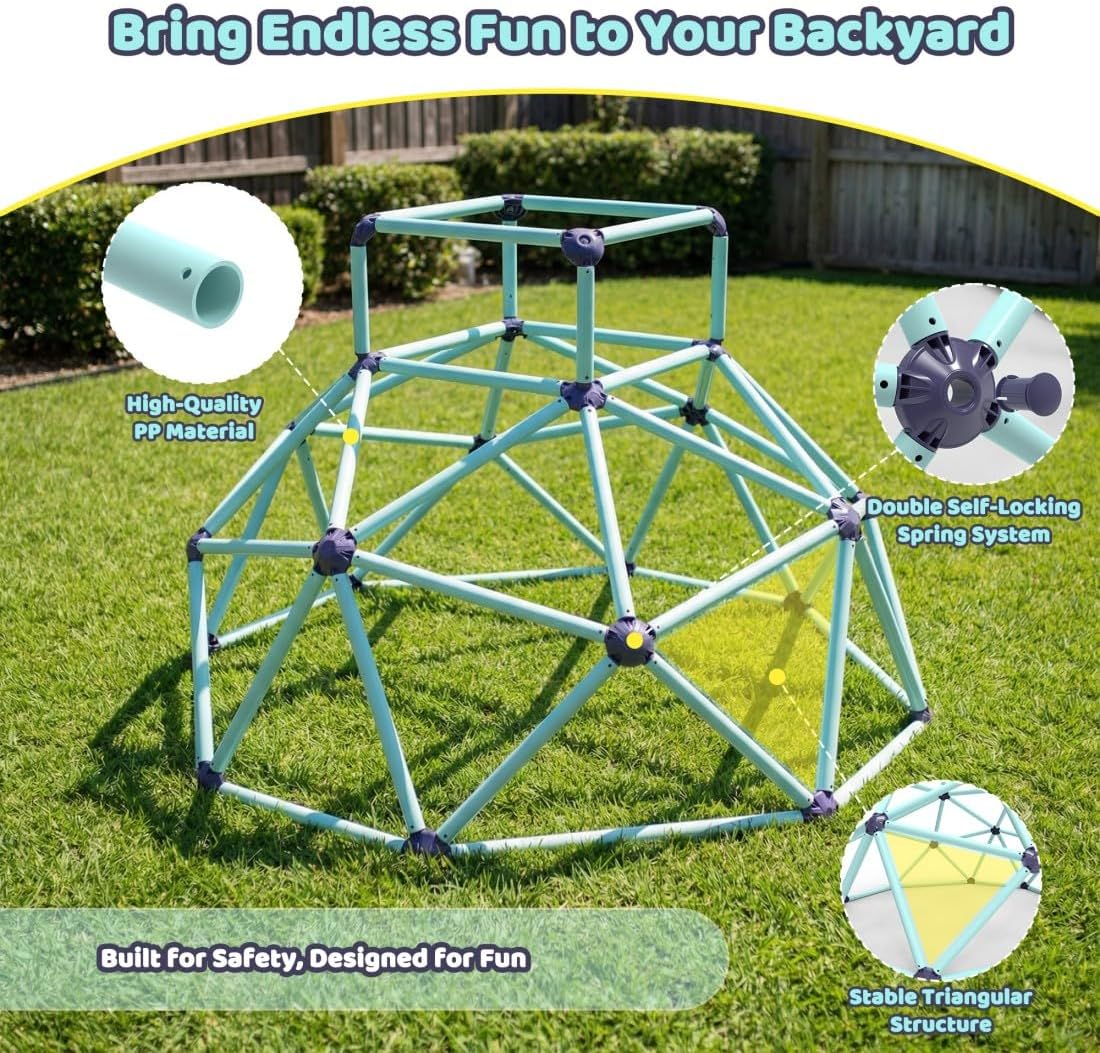 Geometric Climbing Dome for Kids Ages 3-10, Steel Jungle Gym Dome Climber, Outdoor Backyard Playground Climbing Frame for Active Play