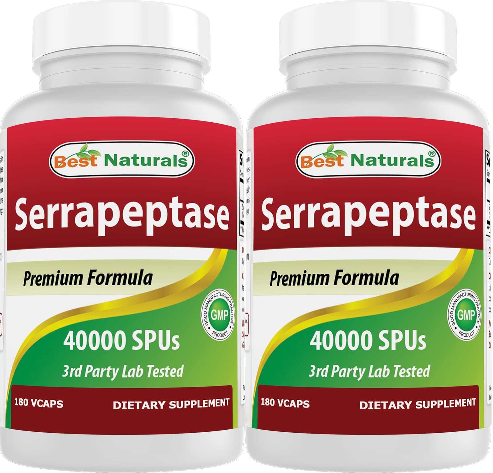 Best Naturals Serrapeptase 40000 SPUs 180 Capsules (180 Count (Pack of 2))