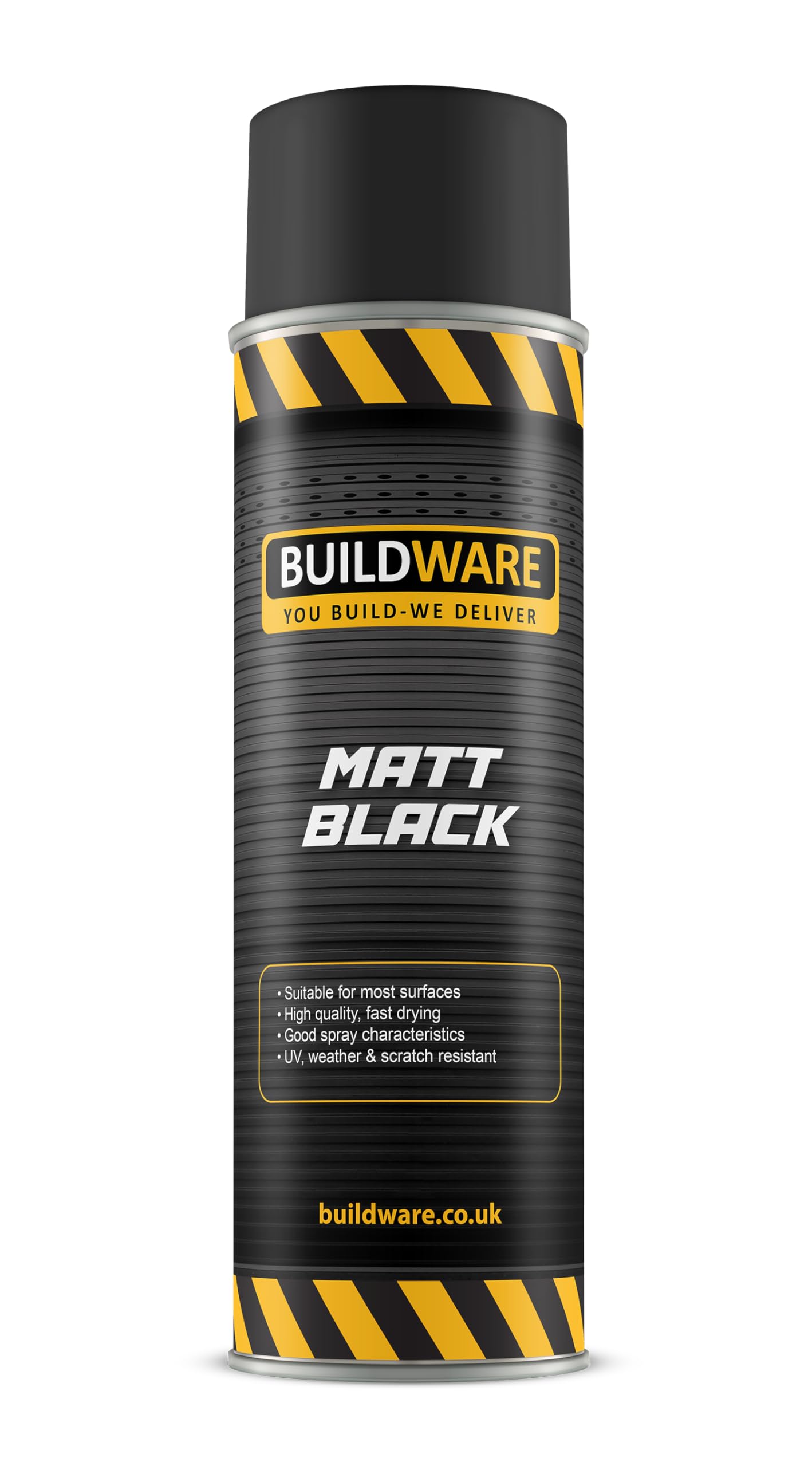 Buildware Matt Black Metal Spray Paint Fast Drying UV & Scratch Resistant for Metal Art & Craft Weatherproof for Internal External Use