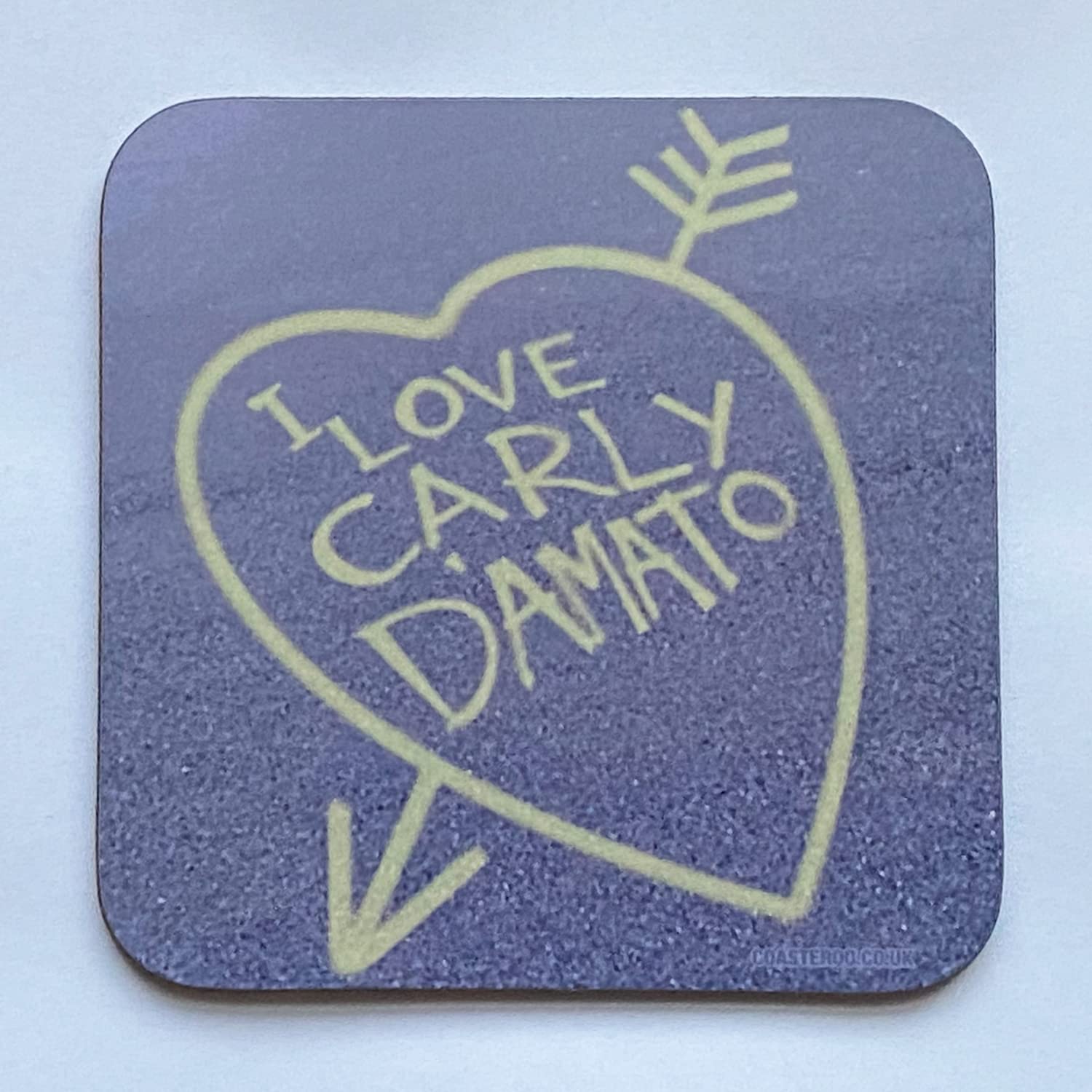 Coasteroo I Love Carly D'amato - Simon's Graffiti From The Inbetweeners - Drinks Coaster - Hardboard - 9Cm X 9Cm - Gloss Finish