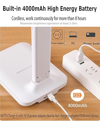 Miniatura 4 de Lámpara de escritorio LED recargable inalámbrica con batería de 4000 mAh, diseño ligero ultraportátil para oficina en casa, estudiantes y estudio de