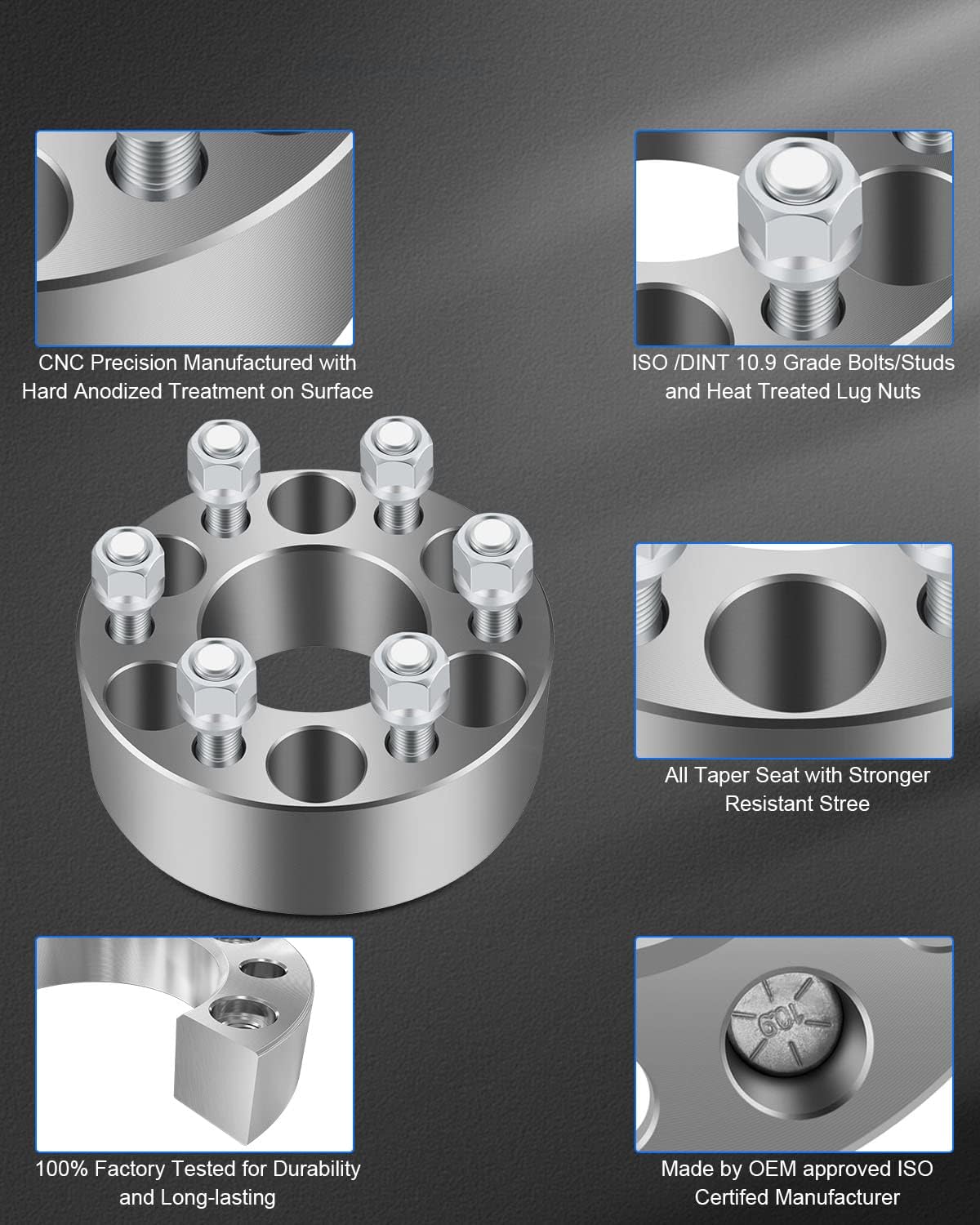 ECCPP 2PCS 5 lug Wheel Spacers 2" 6x4.5 to 6x4.5 fits for Dodge Durango for Dodge Dakota Trucks for SUV W/O Lip