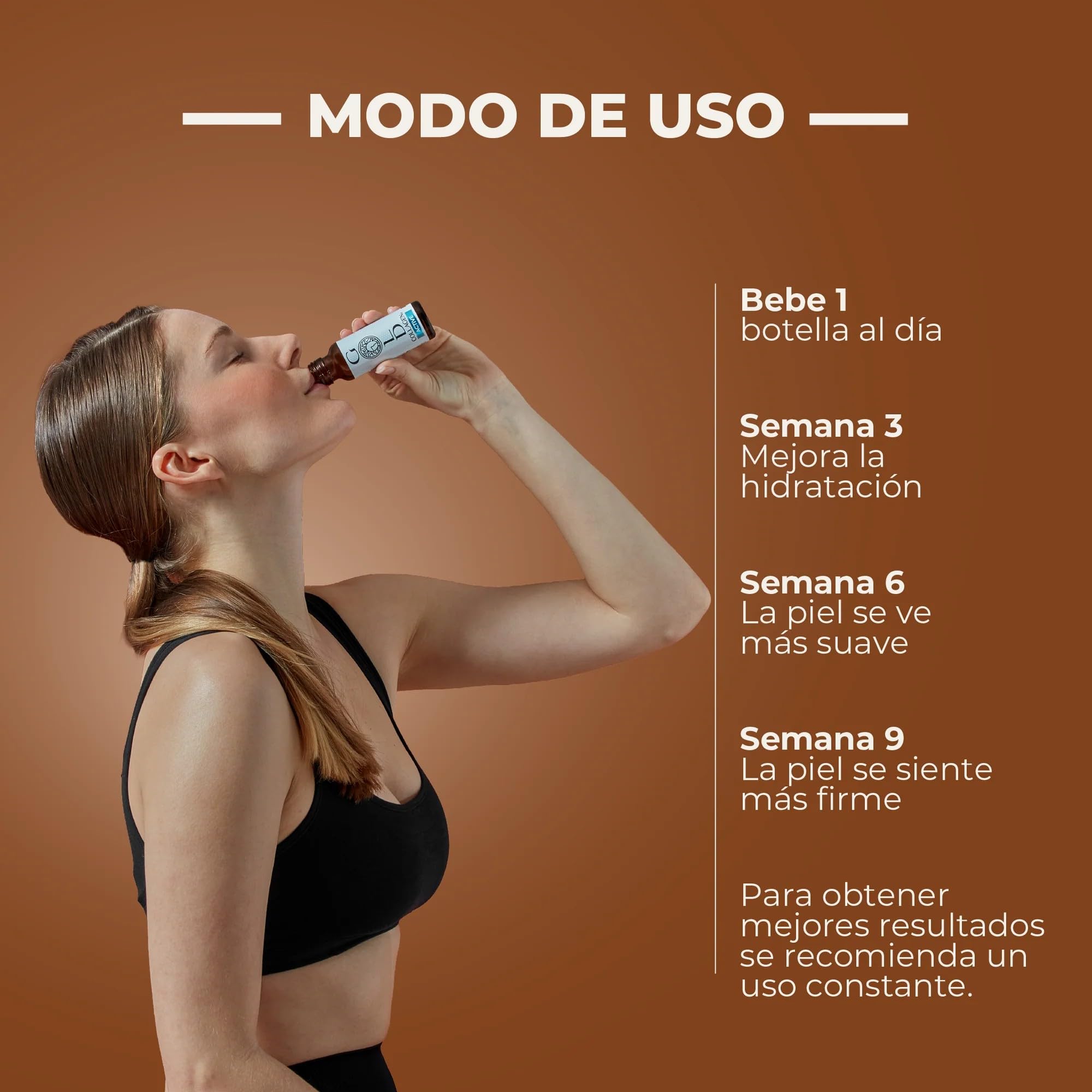 GOLD COLLAGEN® Active - Colágeno Marino Hidrolizado, Complemento Líquido Piel, Crecimiento Cabello y Articulaciones con Vitamina C y E, Glucosamina Condroitina, Colágeno y Ácido Hialurónico, 30x50 ml