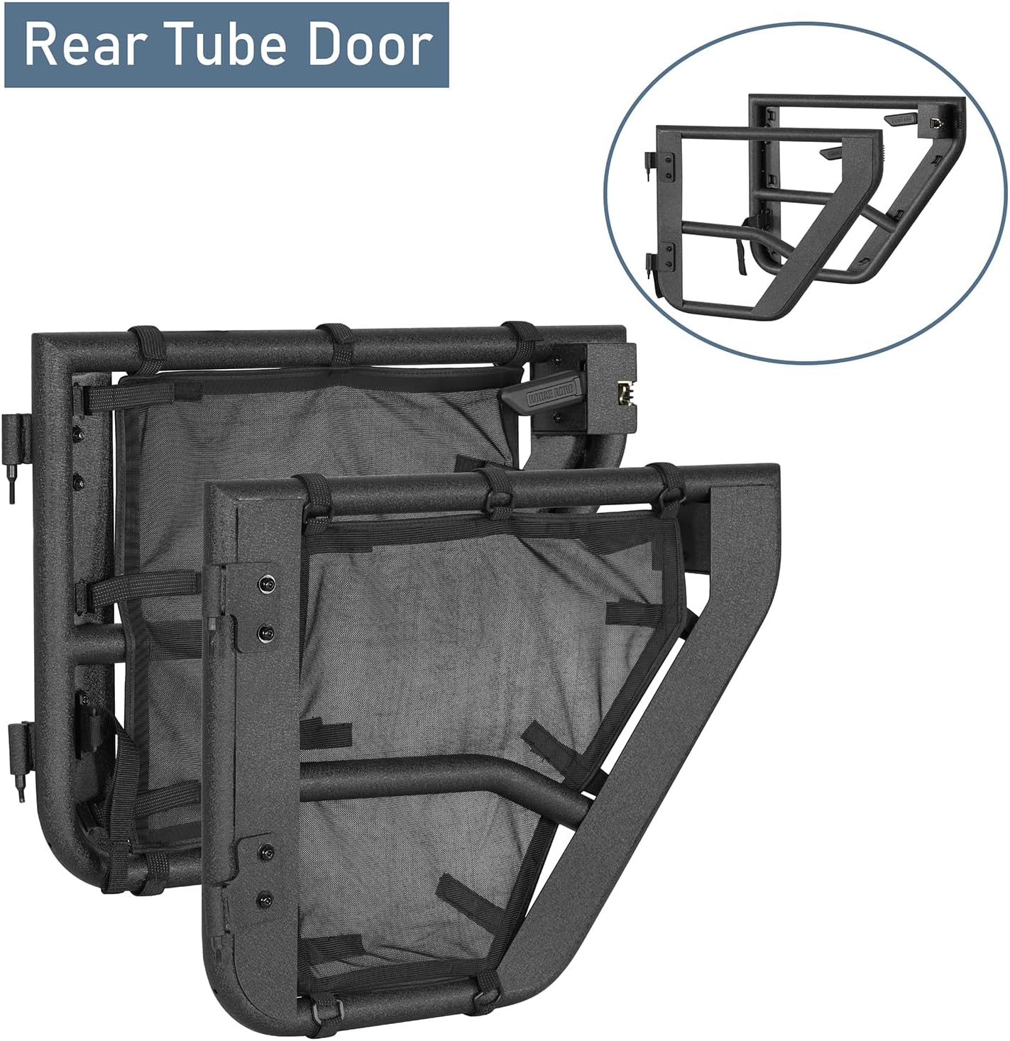Hooke Road Tube Half Doors with Mesh for 2018-2026 Jeep Wrangler JL & Gladiator JT 4-Door, Front Rear Tubular Summer Doors