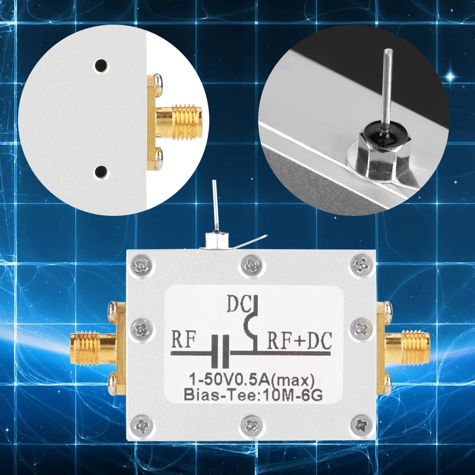 10MHz-6GHz Bias Tee Szerokopasmowa częstotliwość Radiowa Mikrofalowa Koncentryczna Polaryzacja Wysokiej Częstotliwości moduł Wzmacniacza Indukcyjnego
