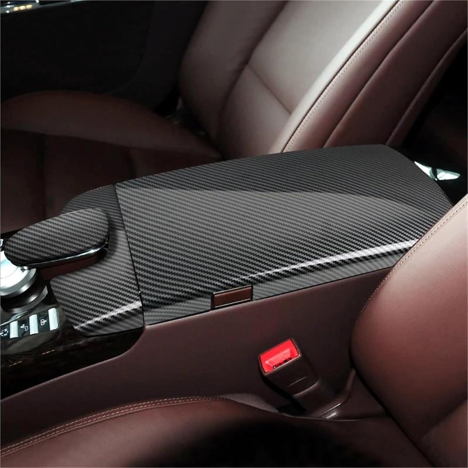 Armrest Box Protective Cover 3 Pcs Carbon Fiber Car Center Console Armrest Box Phone Dial Keypad Cover Trim Panels for S-Class W221 2008-2012