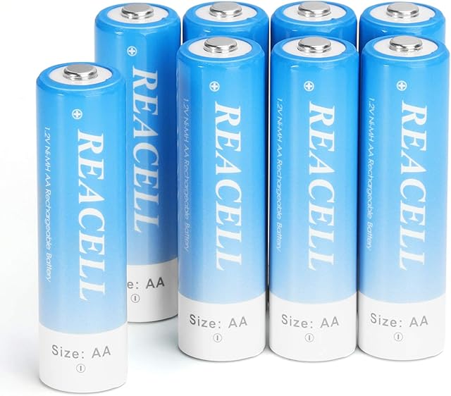 REACELL 8 X Rechargeable Battery AA 2800mAh High Capacity Ni-MH 1.2V AA Batteries 1200 Cycle Low Self Discharge with Storage Cases