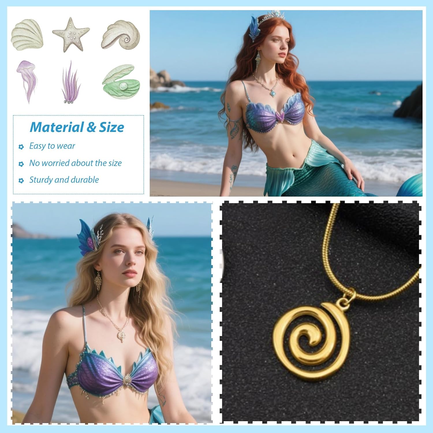 Spiral Necklace for Women Dainty Gold Necklaces Charm Necklace Beach Costume Accessories Statement Necklaces for Women - Image 3