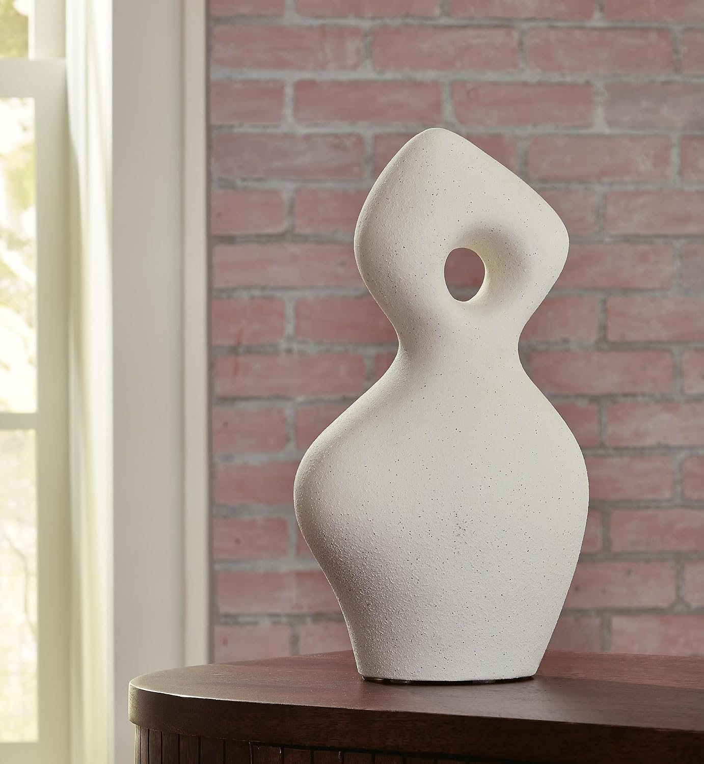 Signature Design by Ashley Modern Ceramic Abstract Sculpture, Off White | Water-resistant sanded 15 in ceramic art, Organic modern style for bathrooms and warm minimalist shelving, Arthrow Series