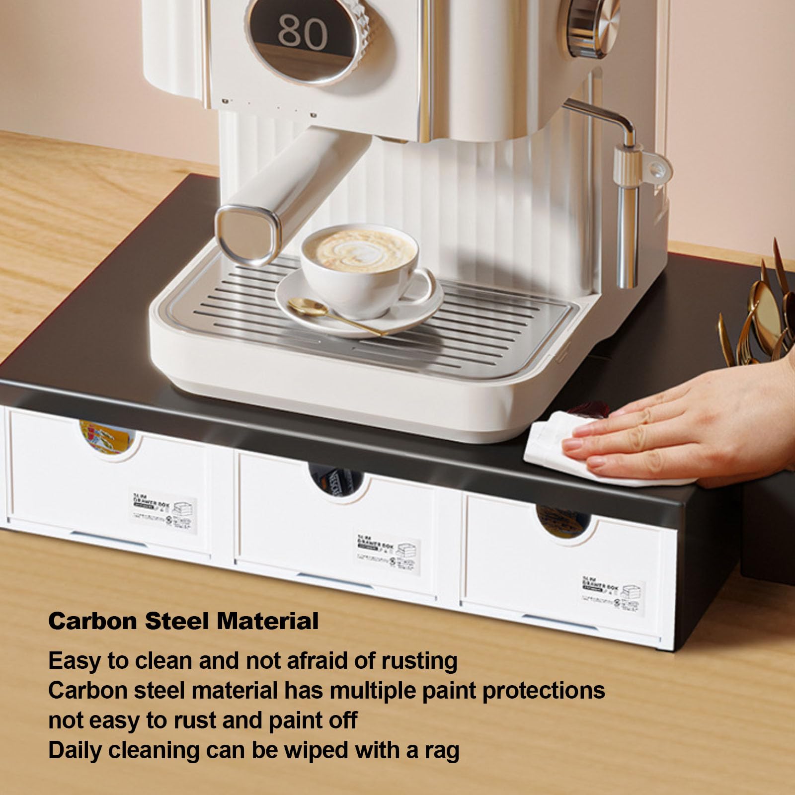 Contenitore per Cialde di caffè, Organizer per Cialde di caffè con Design A 3 Cassetti, Porta Capsule di caffè, Cassetto per Capsule di caffè, Organizer per Supporto,Nero