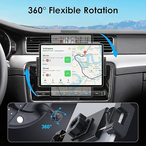 Miniatura 6 de EEEKit Soporte para tablet 2 en 1 con ranura para CD, soporte universal de rotación de 360 para dispositivos de 4 a 11 pulgadas, color negro