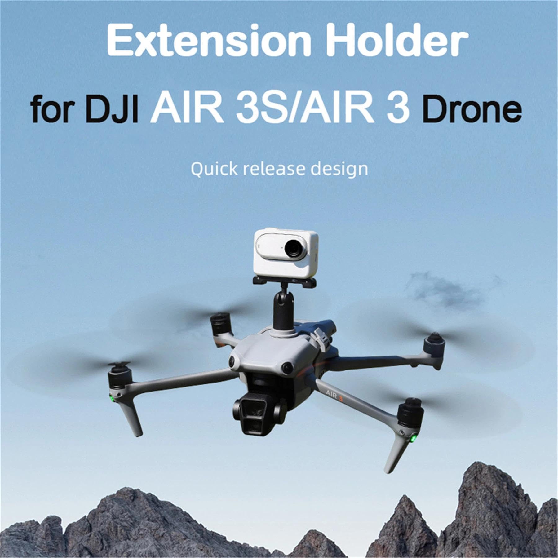 Wtohoby Panorama Sports Action Camera Adapter for DJI AIR 3S/AIR 3 Drone, with 1/4 Inch Screw Upper Camera Mouth Connector, Compatible with DJI Action/Pockt Insta360 Series