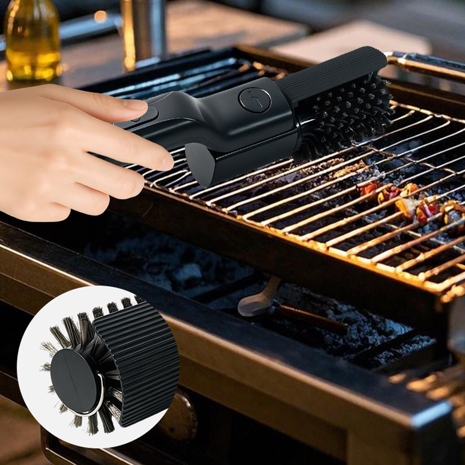 Pulitore automatico di cottura con 2 testine intercambiabili e ricarica USB per la cura della spazzola portatile per barbecue
