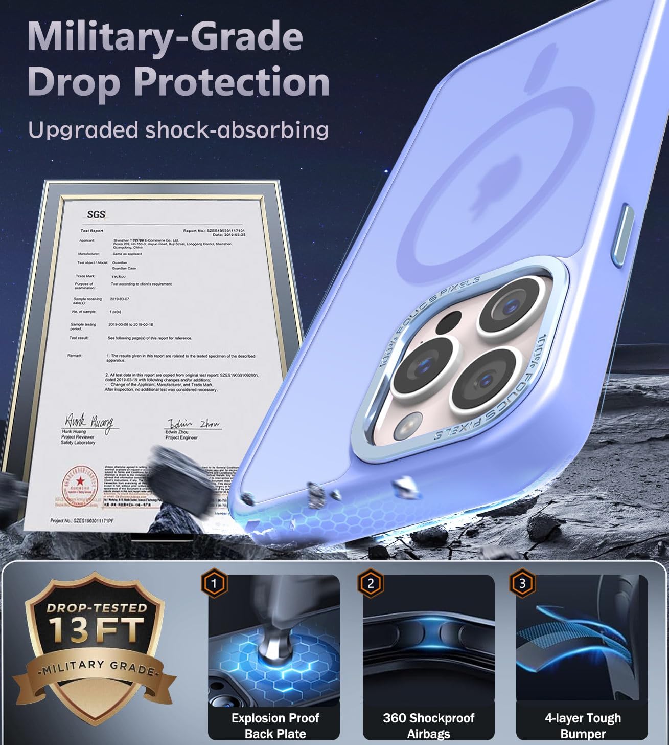 Newfuture Upgraded Magnetic for iPhone 15 Pro Max Case [Compatible with Magsafe] [Mil-Grade Protection], Pocket-Friendly, Slim Translucent Phone Case Cover for iPhone 15 Pro Max 6.7", Light Purple - Image 5