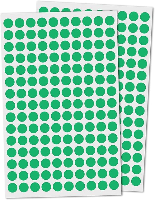 3,000 Pack, 10mm Round Dot Stickers Sticky Labels - Green