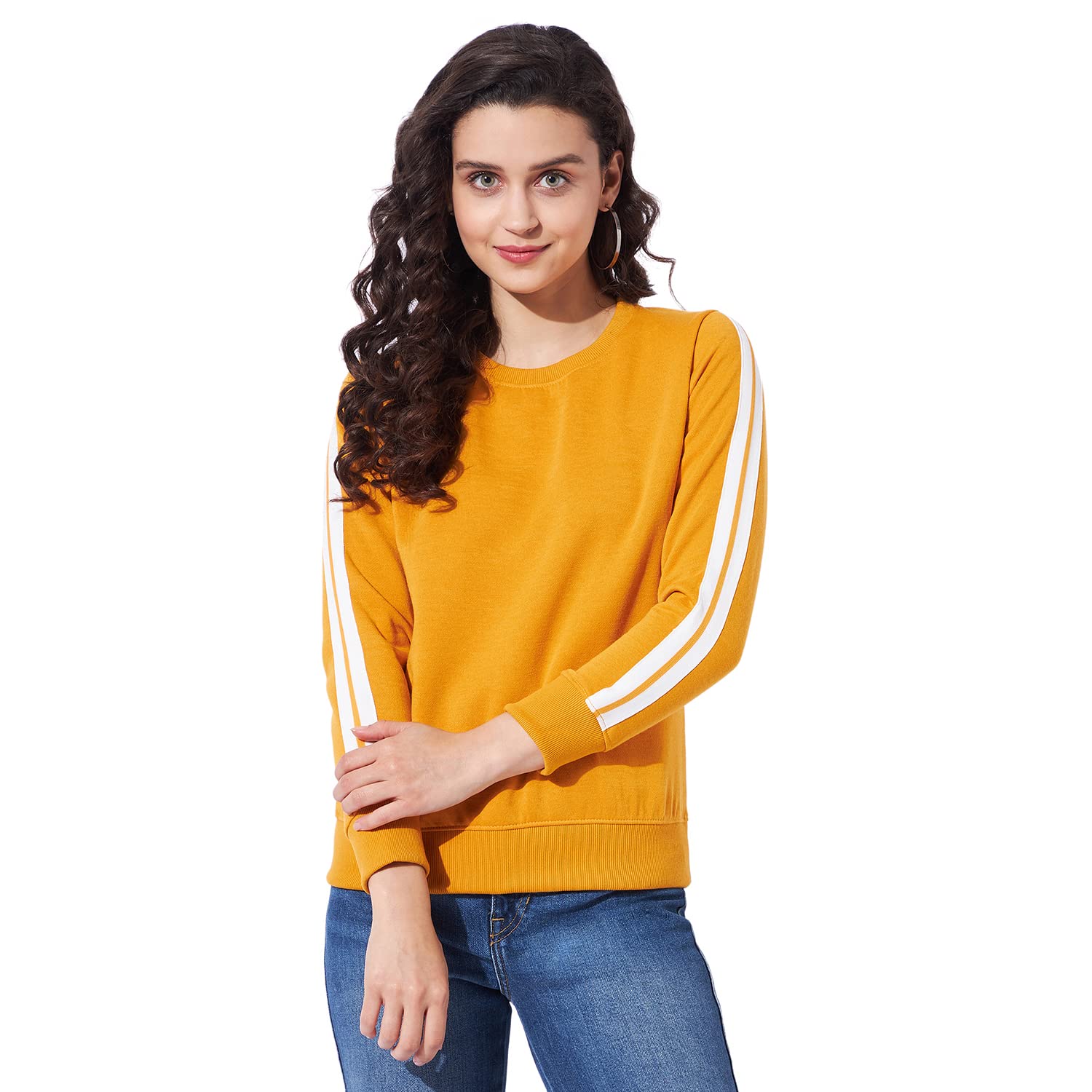 ben martin Women's Round Neck Regular Fit Full Sleeve Stripe Cotton Polyester Sweat Shirt-picture-19