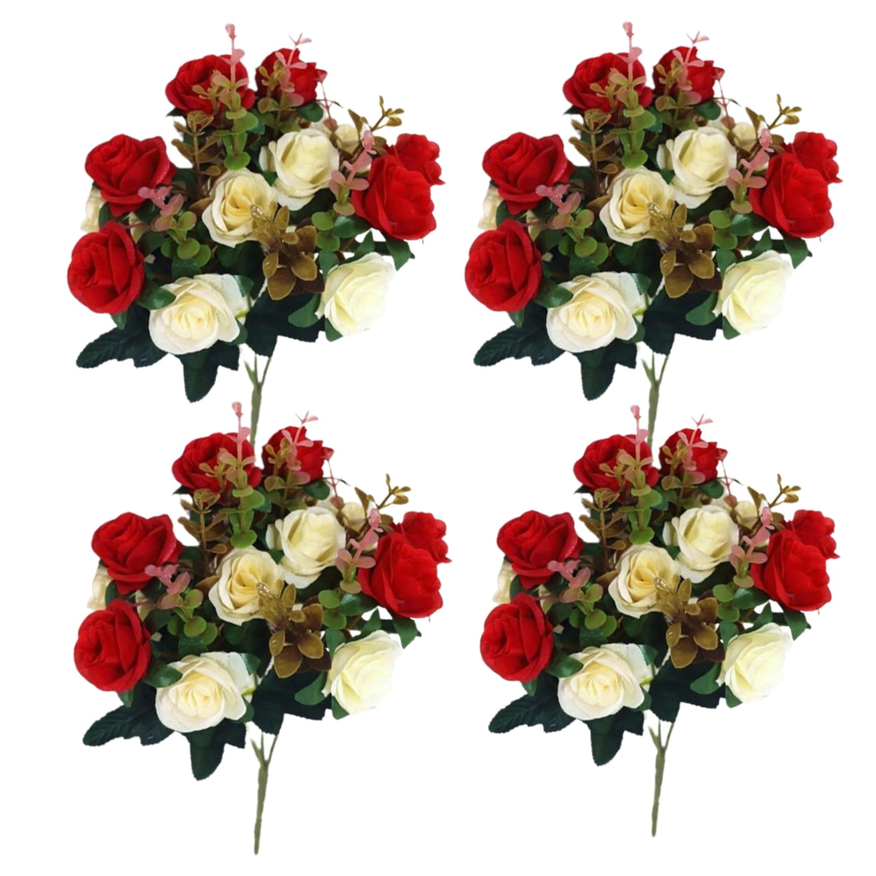 Fleurs artificielles pour les tombes : roses en soie résistantes pour vase de cimetière