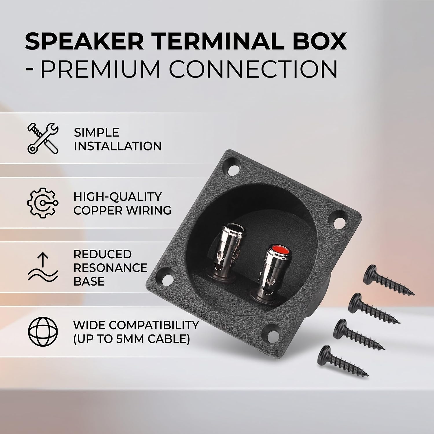Round Speaker Box Terminal, Subwoofer Box Terminal Cup Silver Push Spring Loaded Jacks Double Binding Post Speaker Terminal Plates Repalcement for DIY, Black image 3