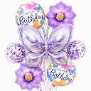 AMFIN (Pack of 7) Large Butterfly Foil Balloons 34 Inch Gradient Birthday Party Decorations | Helium & Air Compatible - Purple gallery image