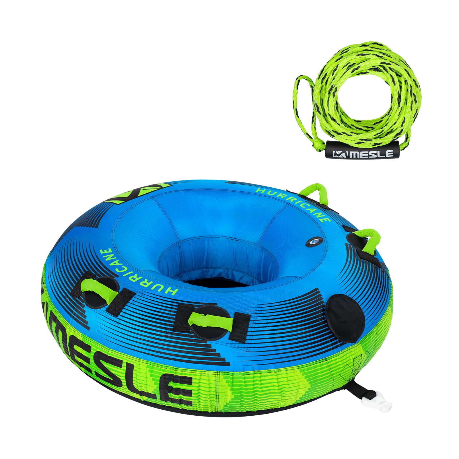 Mesle Hinchable Arrastrable Hurricane 58', Pack con Cuerda, Gran Donut Hinchable para 1-2 Personas, Flotador Arrastrable para Niños y Adultos, para Barco y Moto Acuática