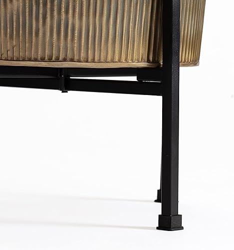 Miniatura 5 de Macetas de metal con soporte, juego de 2, oro antiguo (PL-GLD-SET-3002)