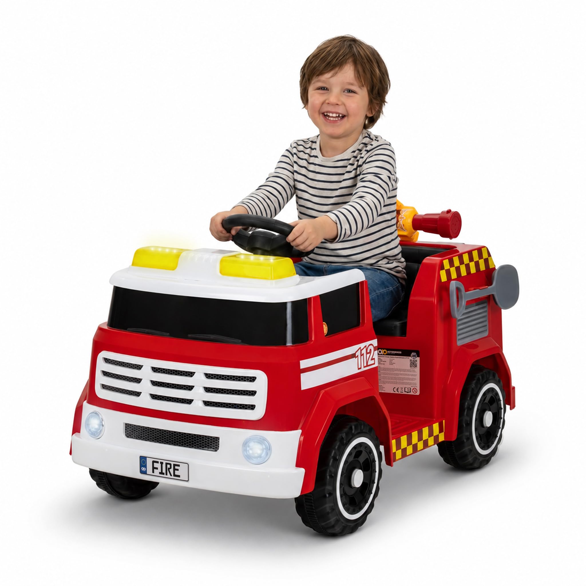 Actionbikes Motors Kinder Elektroauto LF112 | 2,4 Ghz Fernbedienung | Feuerwehrauto | Spielzeugauto | Kinderauto elektrisch | Elektrofahrzeuge | Feuerwehr | Elektro Auto für Kinder ab 3 Jahre