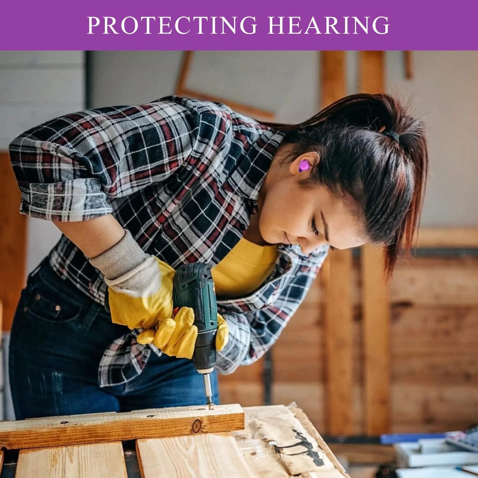 Lot de 60 Paires de Bouchons d'oreilles en Mousse, Design Ergonomique doux pour Dormir, 35dB SNR Anti-bruit Hypoallergéniques pour Concerts Musique Forte Pistolets de Tir Construction de, Violet - 5