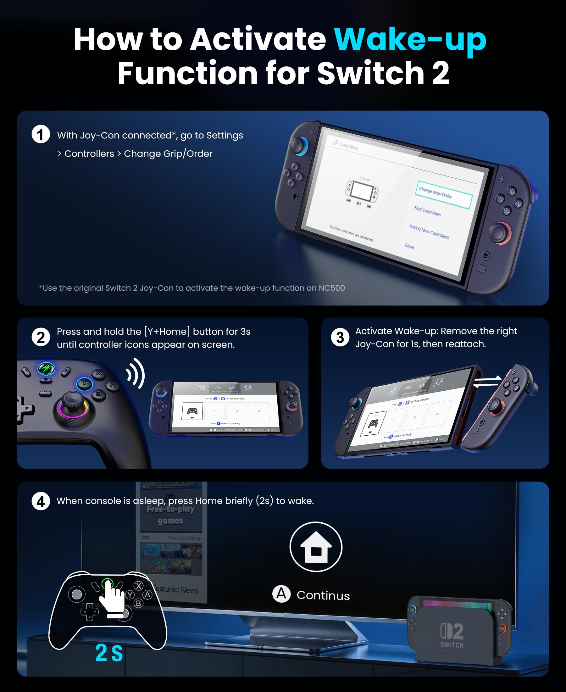 Controlador inalámbrico Switch Pro para Nintendo Switch/Lite/OLED, joysticks de juego de PC con cable efecto Hall, Cool RGB inalámbrico iOS/Android, iluminación remota programable, accesorios para