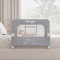 Vista 8 de Riel de cama para niños pequeños, rieles de cama basculantes de 150 cm con base en forma de U más ancha, protector de cama transpirable para bebé