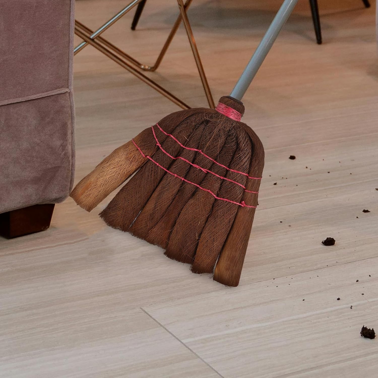 Reusable Replacement Broom Head for Household Sweeper, Small Palm Fiber Broom Head with Hard Bristles, Indoor Cleaning Accessory for Home and Office Use