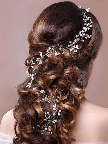 Amazon Hanako ウェディング 髪飾り パール ヘッドドレス 花嫁 カチューシャ 花モチーフ 結婚式 披露宴 ブライダル シルバー 100cm ヘアアクセサリー スクリーンプロテクター 通販