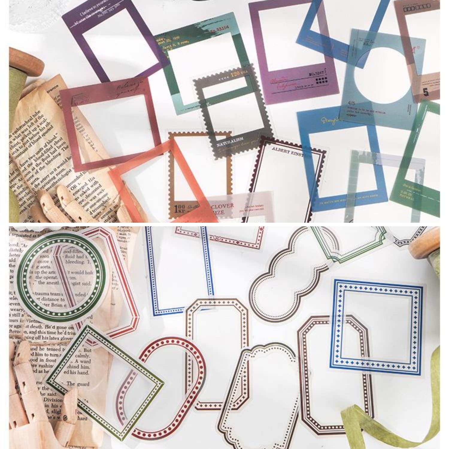 DREMISI Retro-Aufkleber Aus PET – 60 Stück, Vintage Rahmen & Filmstreifen, Für Scrapbooking & Deko