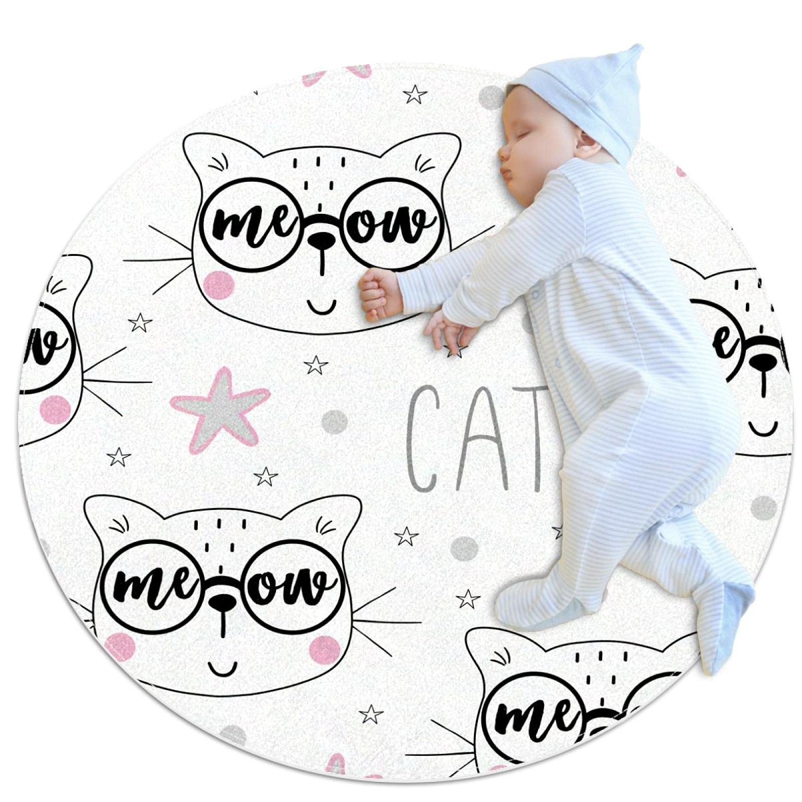 Tapis Cartoon Cat JDEZ de 70x70cm, tapis de sol et décoration d'intérieur de salle de bain