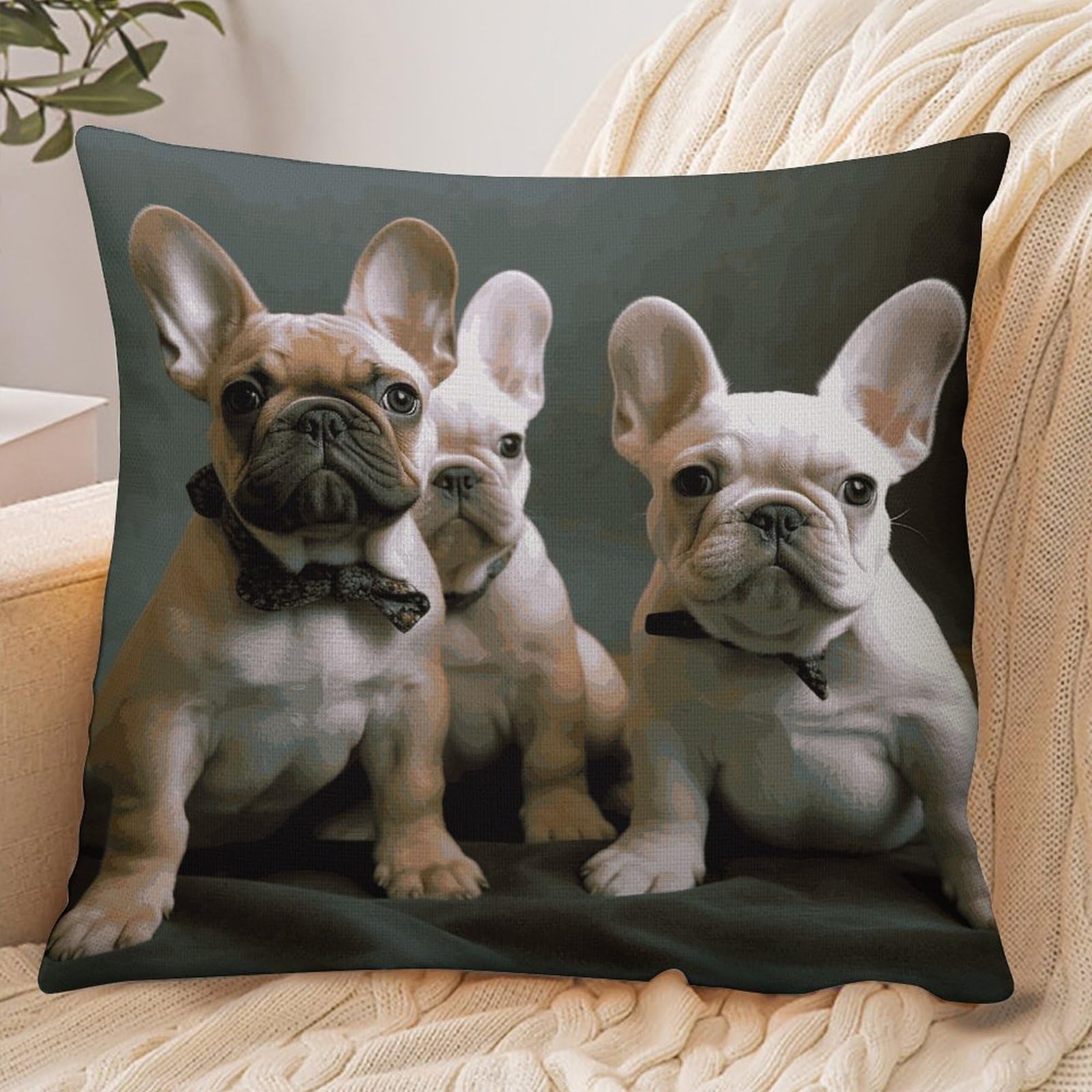 Fekiloot Style French Bulldog Puppies Pillowcase Pillow Sham Pillow Case