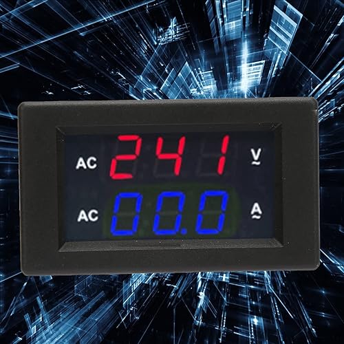 Miniatura 6 de Amperímetro de voltaje de CA de doble panel medidor de amperios, voltímetro digital de 0 a 50 A para electricista (rojo y azul)