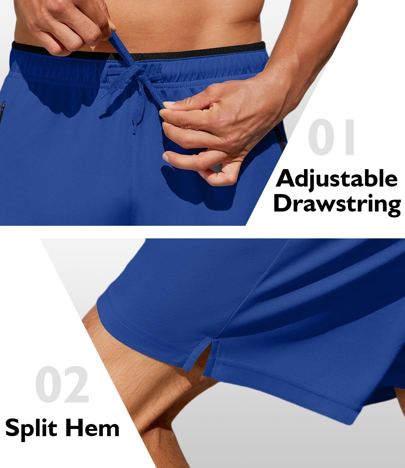 PINSPARK Men's Athletic Running Shorts 7" Mesh Quick Dry Workout Shorts with Zipper Pockets Lightweight Gym Shorts - Image 5