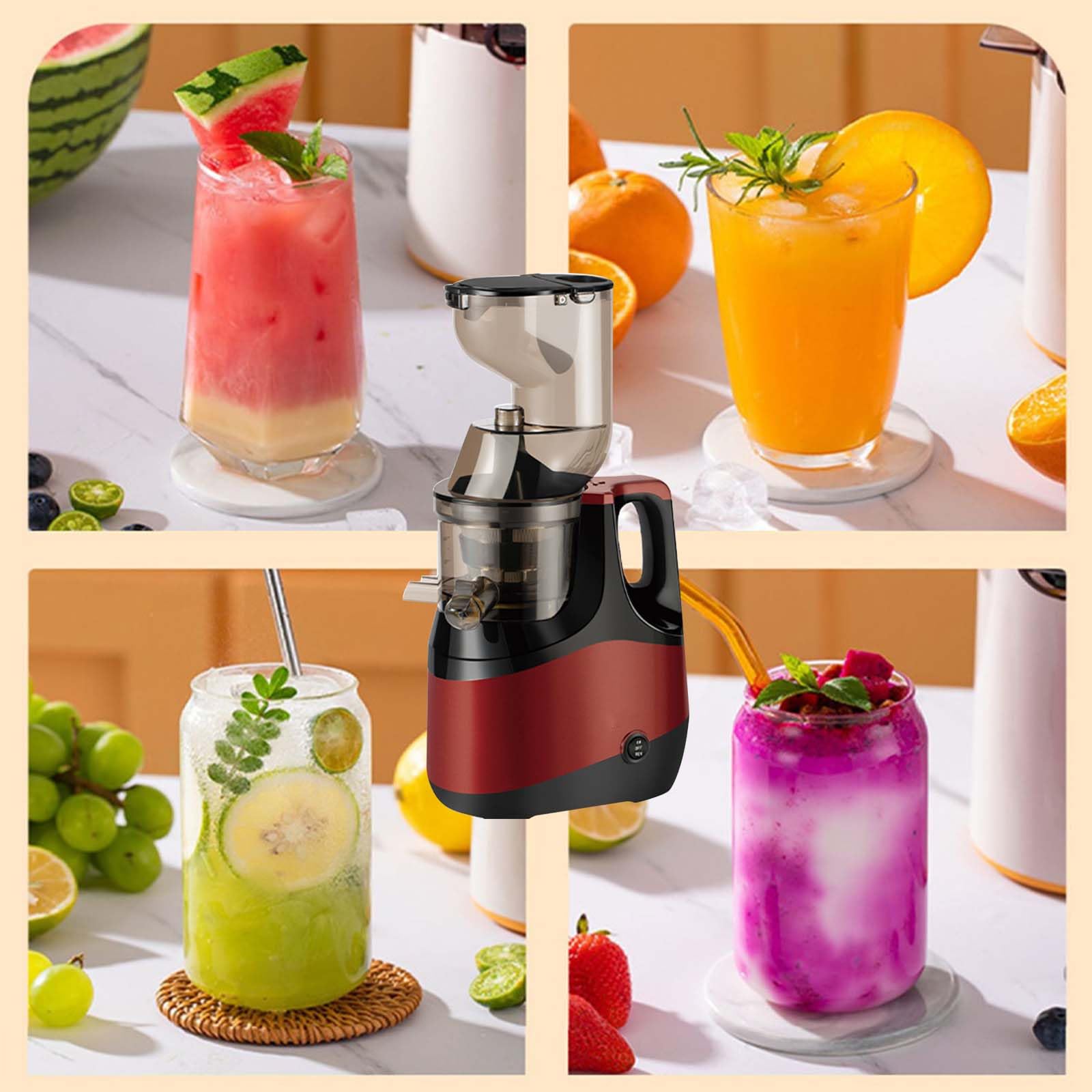 Estrattore di succo di frutta e verdura di grande diametro, estrattore di succo lento a freddo da 800 W, estrattori di succo a masticazione, macchine per spremitura elettriche da 3 pollici (80 mm) p
