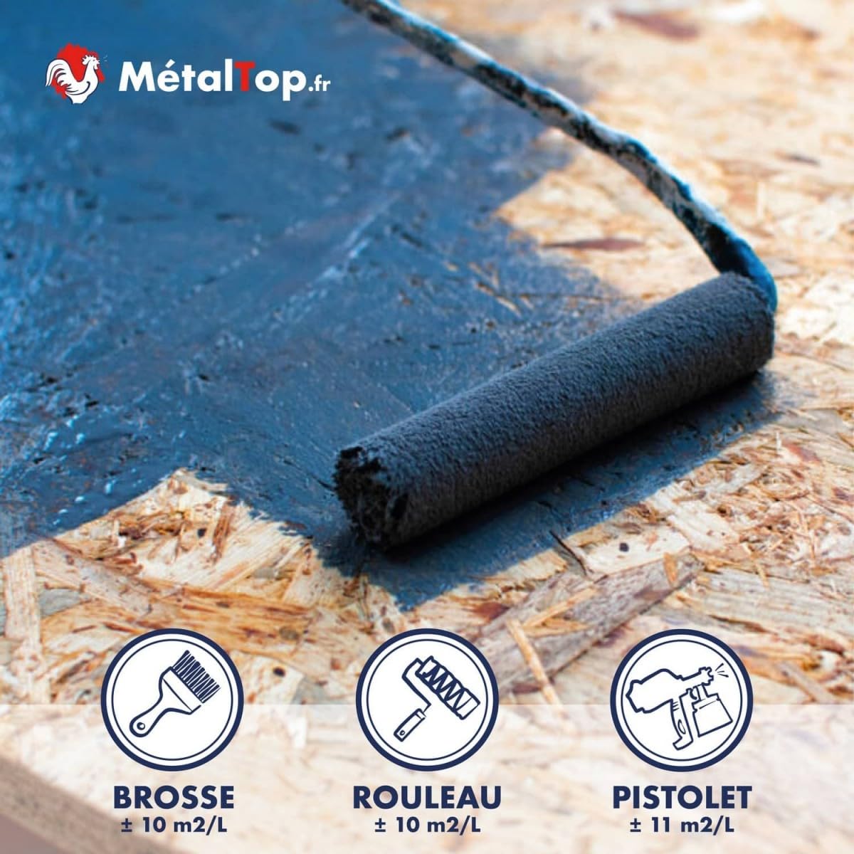 Metaltop - Peinture Osb - Blanc pur - RAL 9010-5 L - Protection renforcée contre l'usure quotidienne, protection longue durée