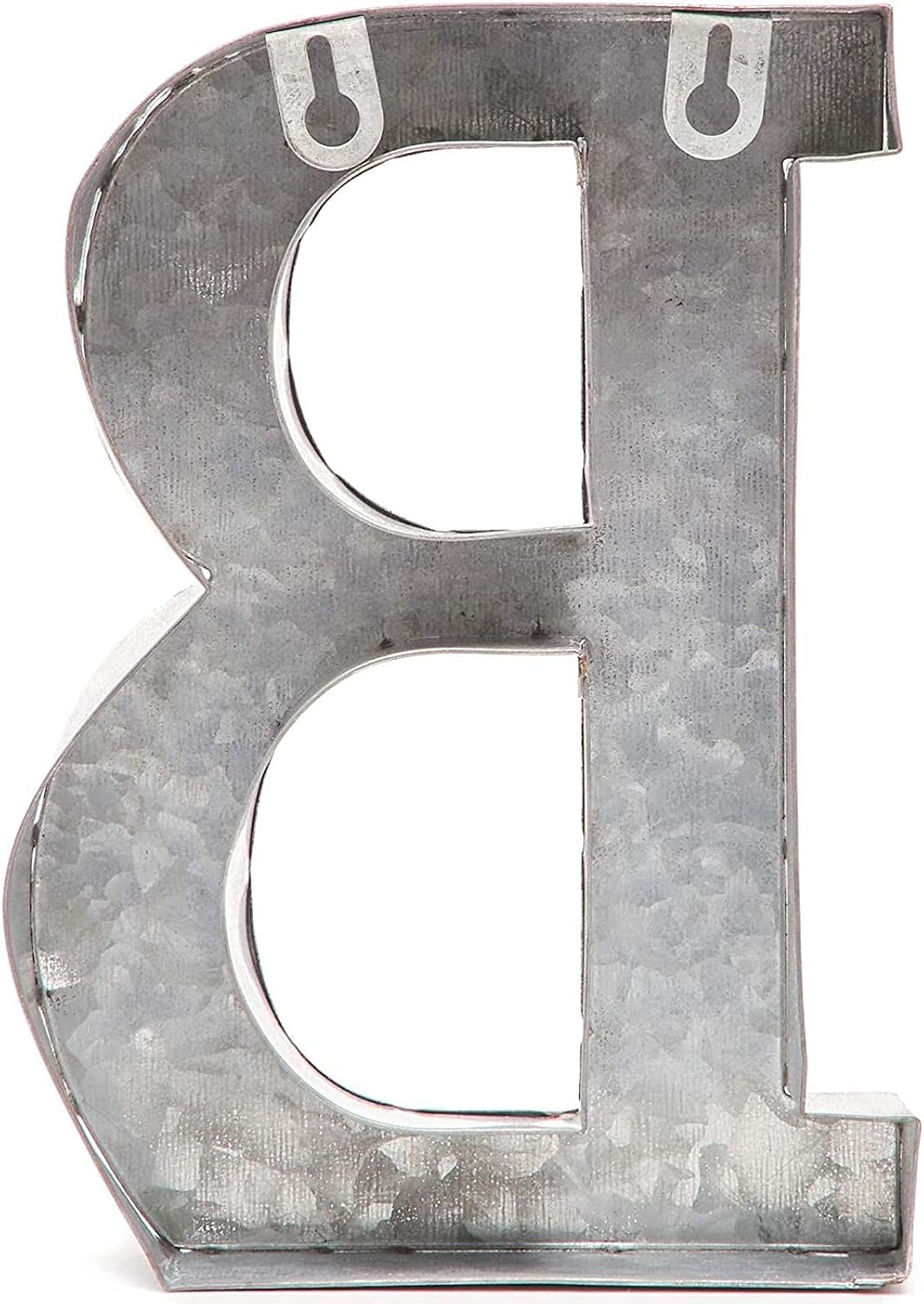 Letter B Decor, Galvanized Metal Sign (5.5 x 8 x 1.5 In)
