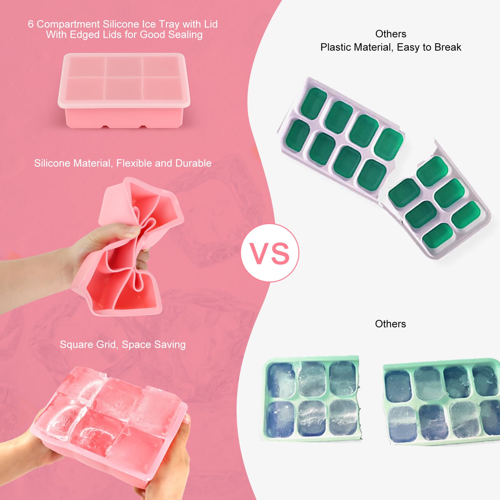 Lot De 2 Bacs À Glaçons En Silicone Xxl Avec Couvercle[J367] - Achat