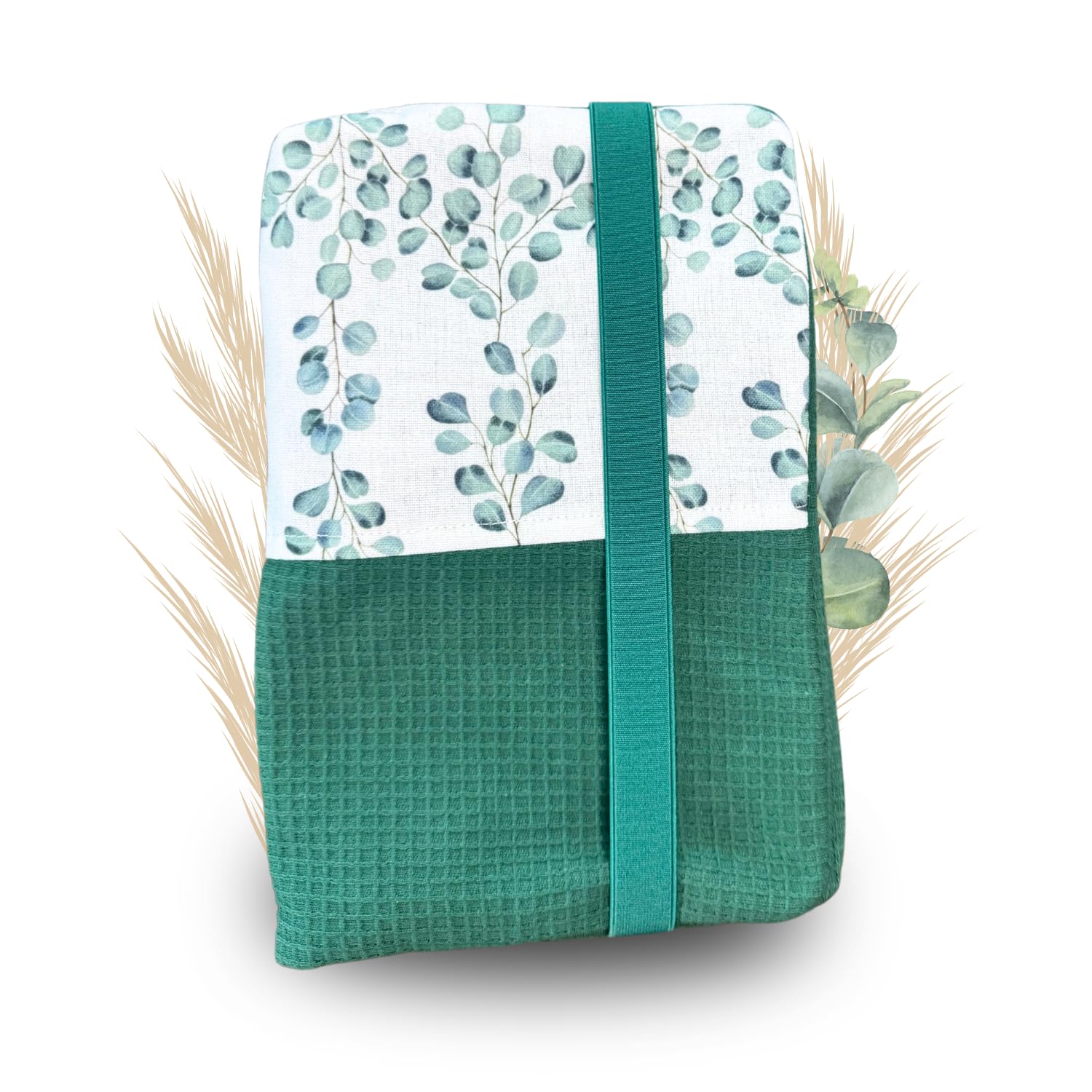 Malino Premium Windeltasche für unterwegs – Evergreen - Organizer für Windeln, Feuchttücher & Baby-Essentials, Baby Kosmetiktasche im Eukalyptus Design