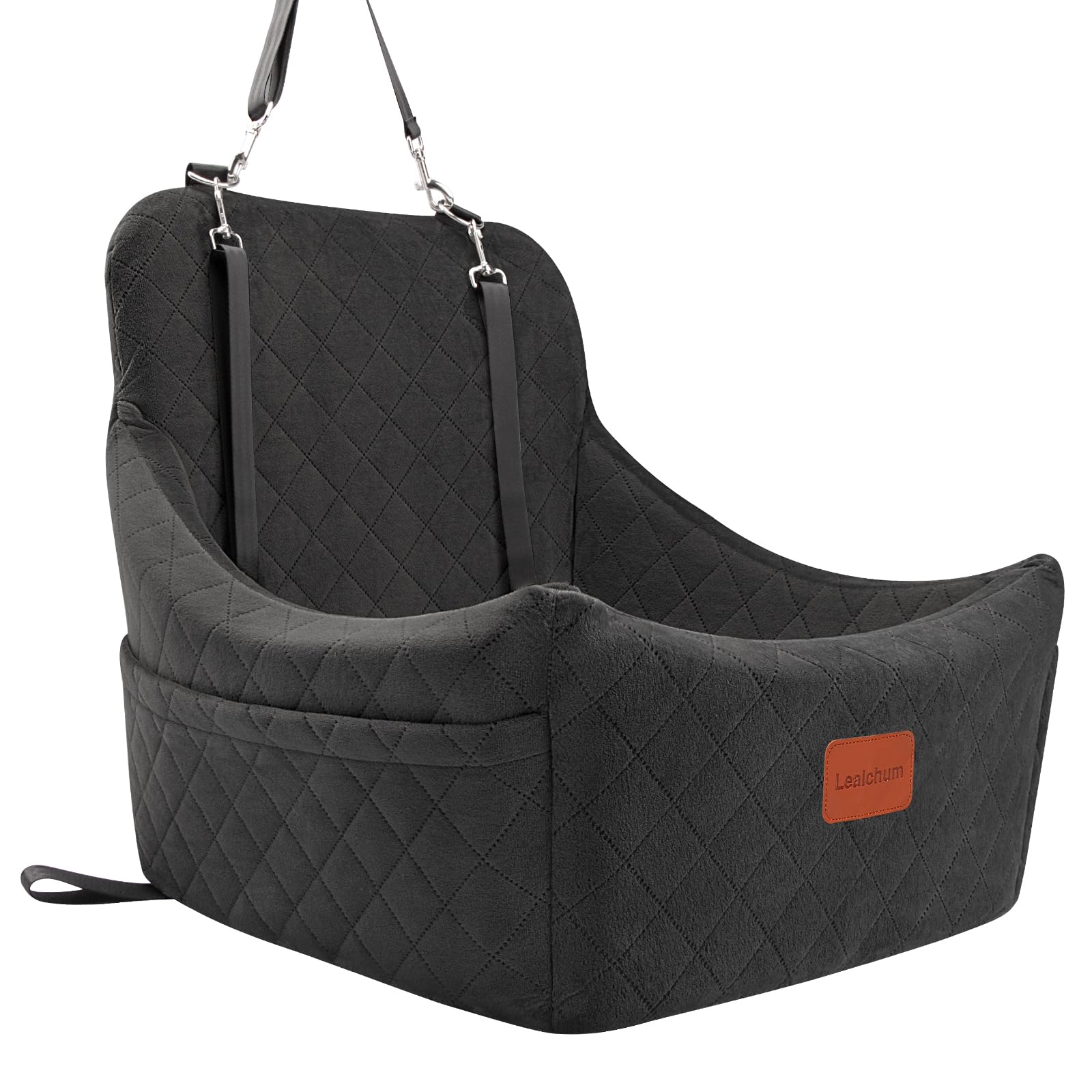 Lealchum Dog Car Seat for Medium Dogs Up to 40lbs,Fully Detachable and Washable,Memory Foam Covered Soft Fabric,Easy to Install with Adjustable Straps