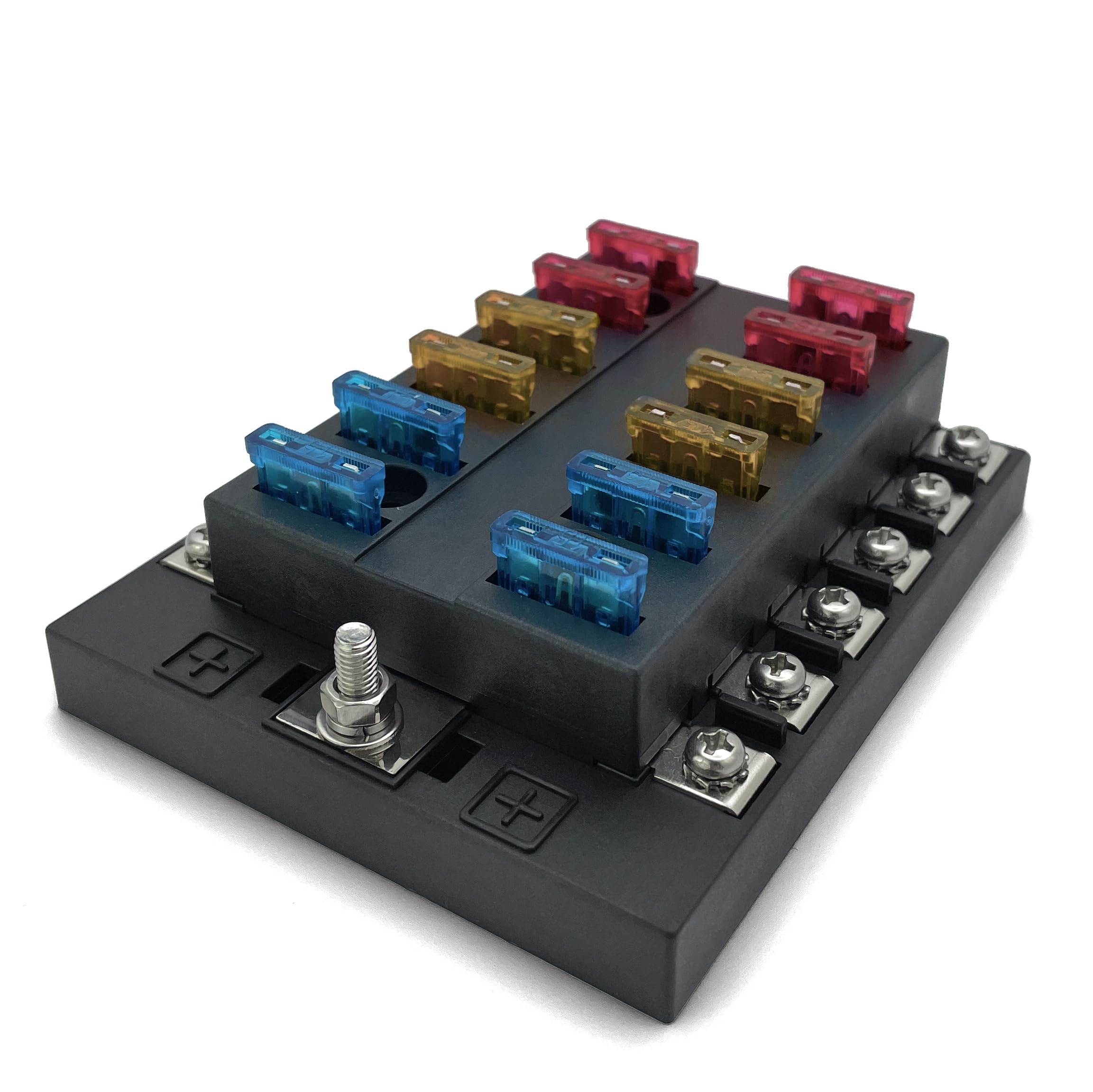 MGI SpeedWare Automotive Fuse Box with Screw Terminals, Standard ATO/ATC Blade Fuses (12 Way)