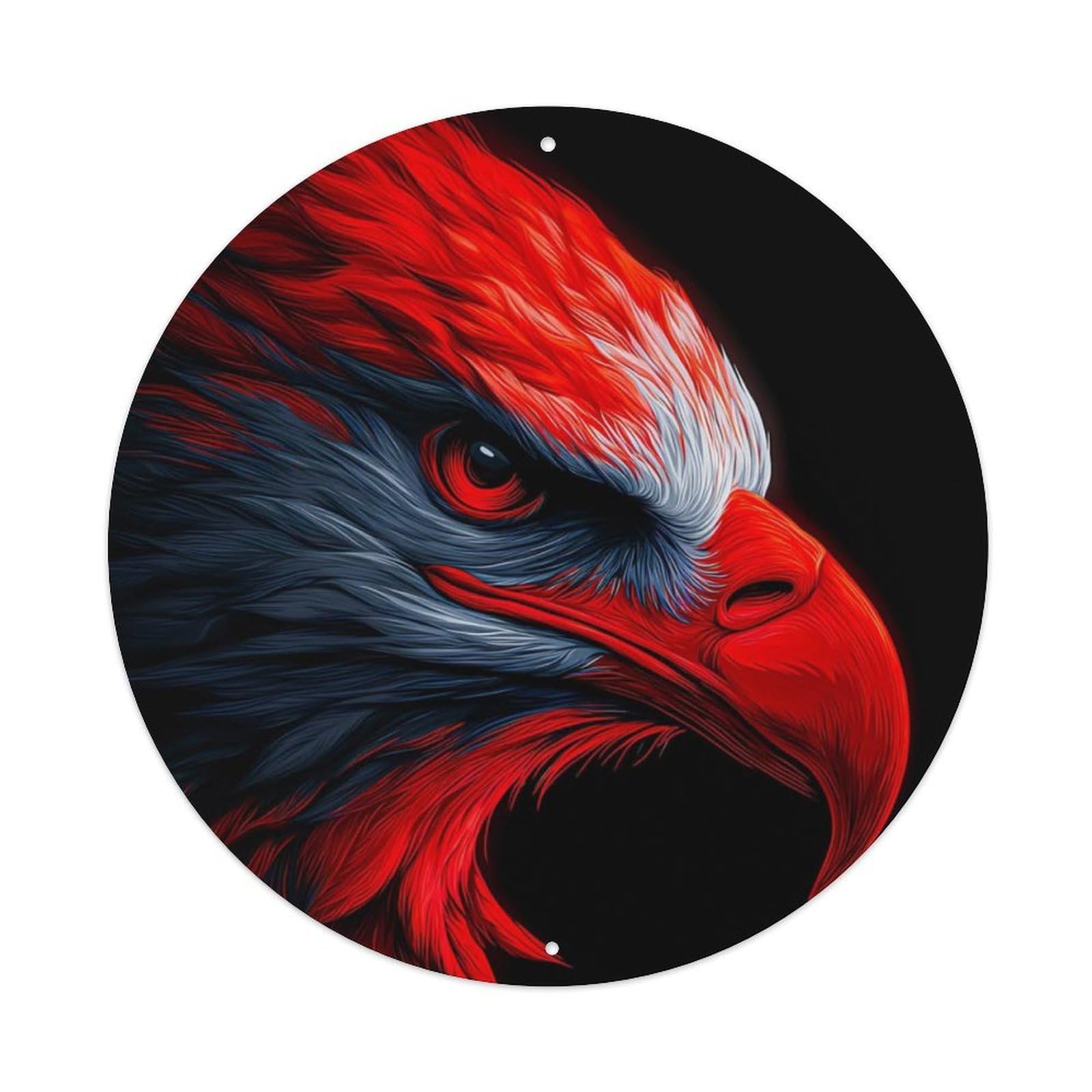Animal Red Eagle Fierce Head Portrait Vintage Metal Tin Sign Plaque Wall Decor for Cafe, Club Bar, Office, Garden Metal Poster 8x8Inch