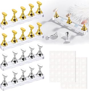 4 Pack Acrylic Nail Display Stand, Magnetic DIY Fingernail Art Stand for Nail Polish Display, Nail Art Tip Practice and Nail Art Training